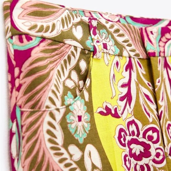 Zara CROP FLARE LINEN BLEND PANTS L XXL - Picture 2 of 5